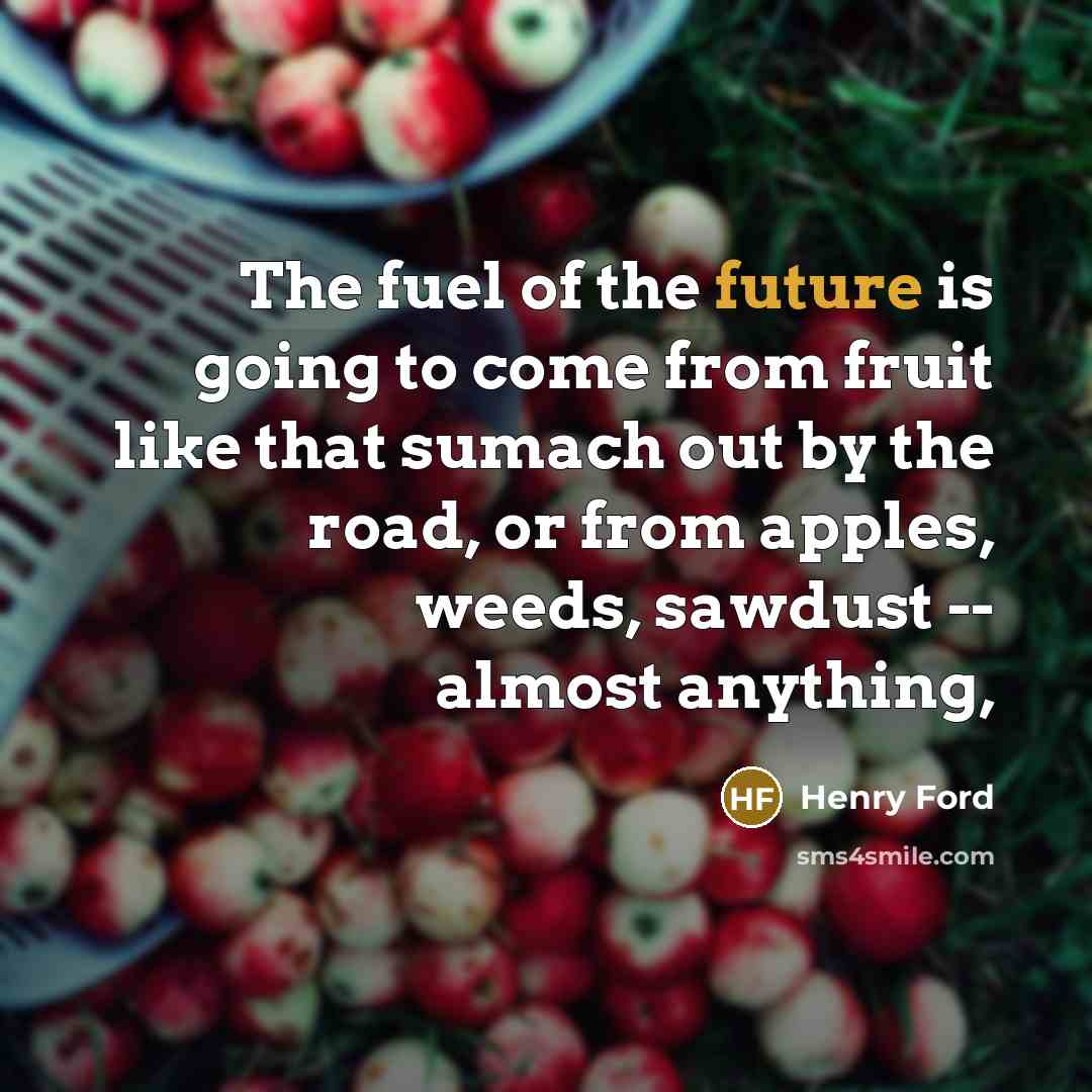“The fuel of the future is going to come from…” quote by Henry Ford