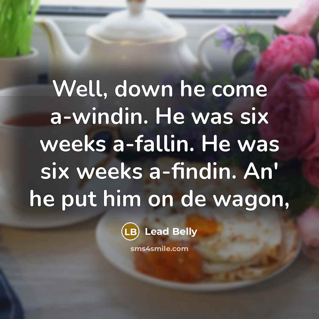 “Well, down he come a-windin. He was six weeks a-fallin.…” quote by Lead Belly