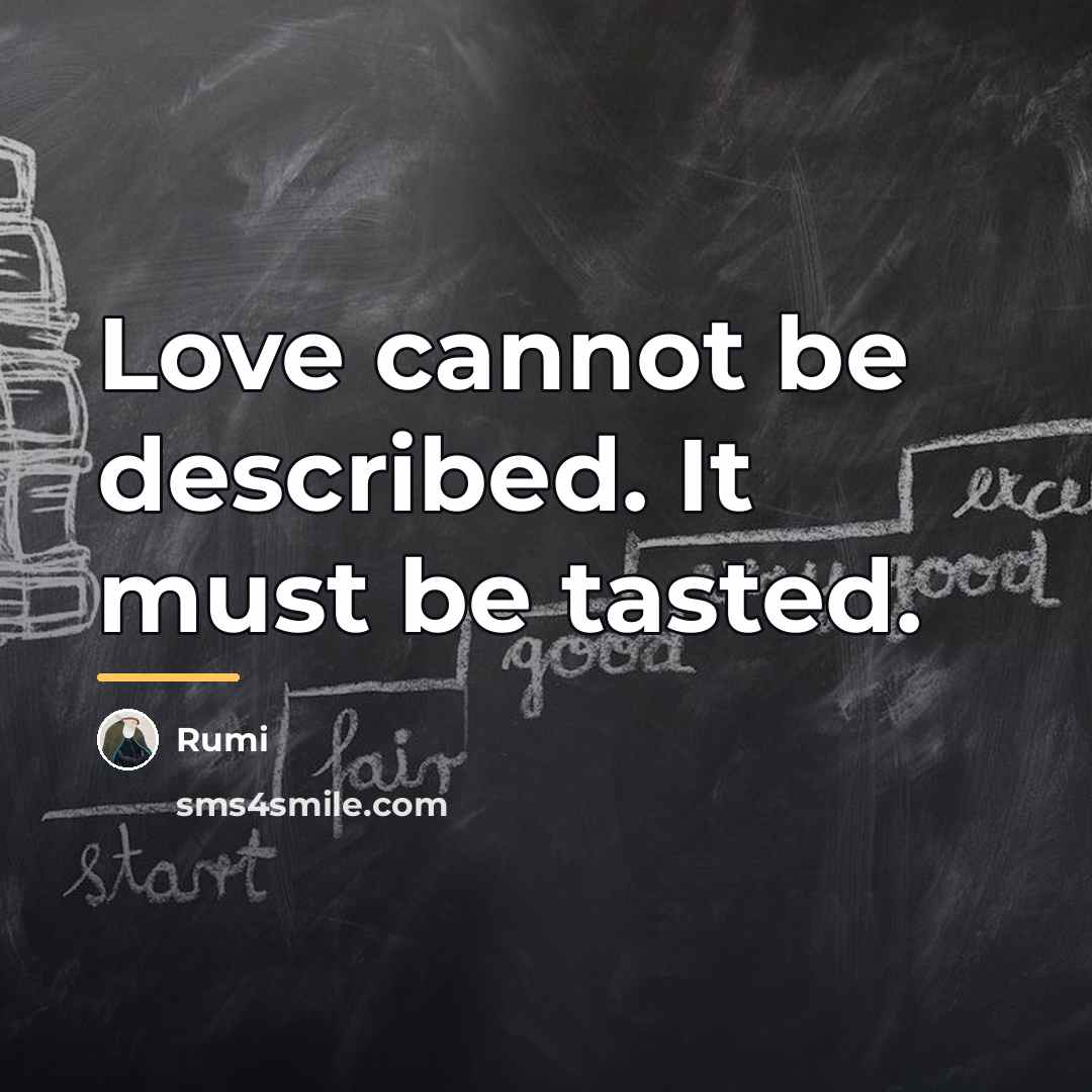 “Love cannot be described. It must be tasted.…” quote by Rumi