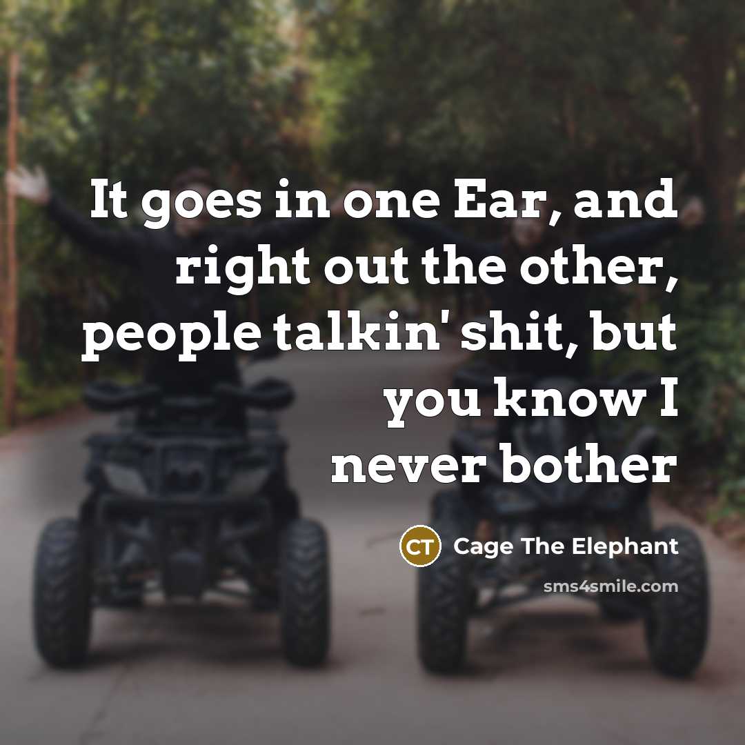 “It goes in one Ear, and right out the other,…” quote by Cage The Elephant