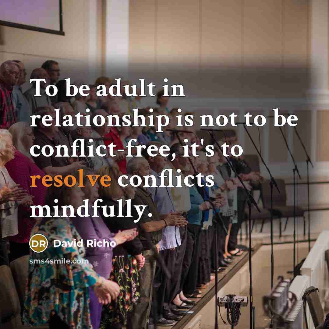 “To be adult in relationship is not to be conflict-free,…” quote by David Richo