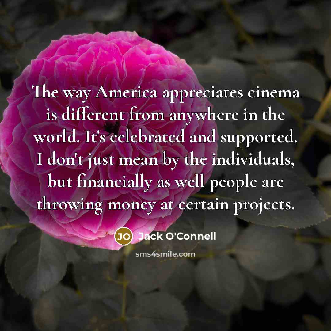 “The way America appreciates cinema is different from anywhere in…” quote by Jack O'Connell