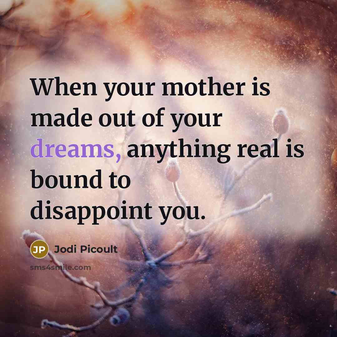 “When your mother is made out of your dreams, anything…” quote by Jodi Picoult