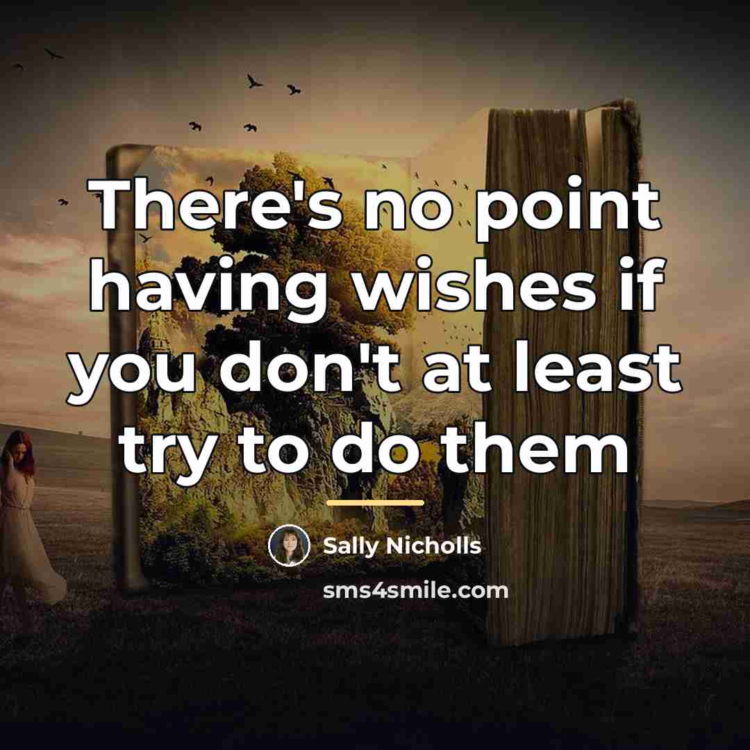“There's no point having wishes if you don't at least…” quote by Sally Nicholls