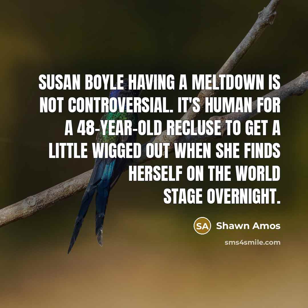 “Susan Boyle having a meltdown is not controversial. It's human…” quote by Shawn Amos