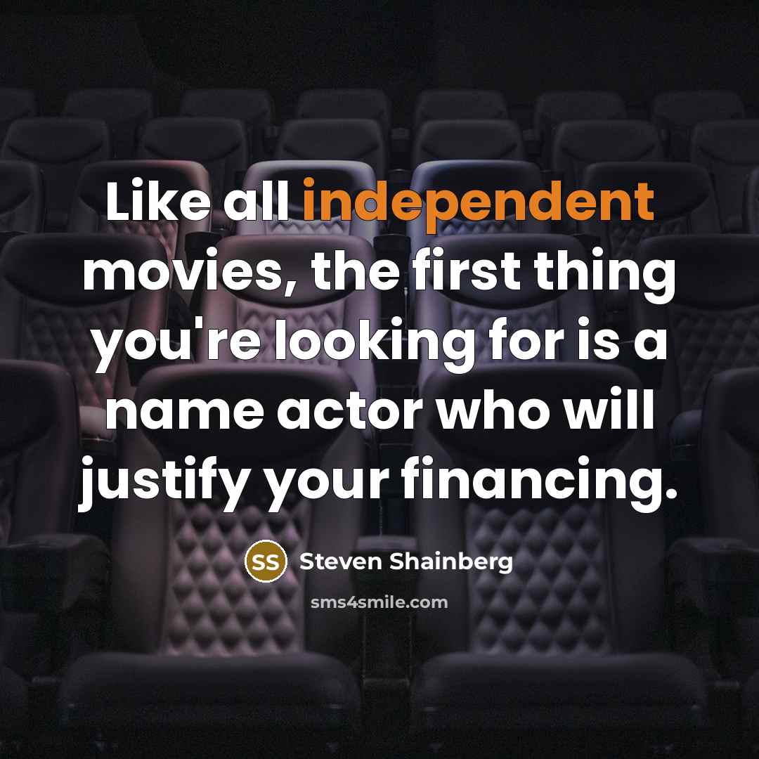“Like all independent movies, the first thing you're looking for is a name actor who will justify your financing.” quote by Steven Shainberg