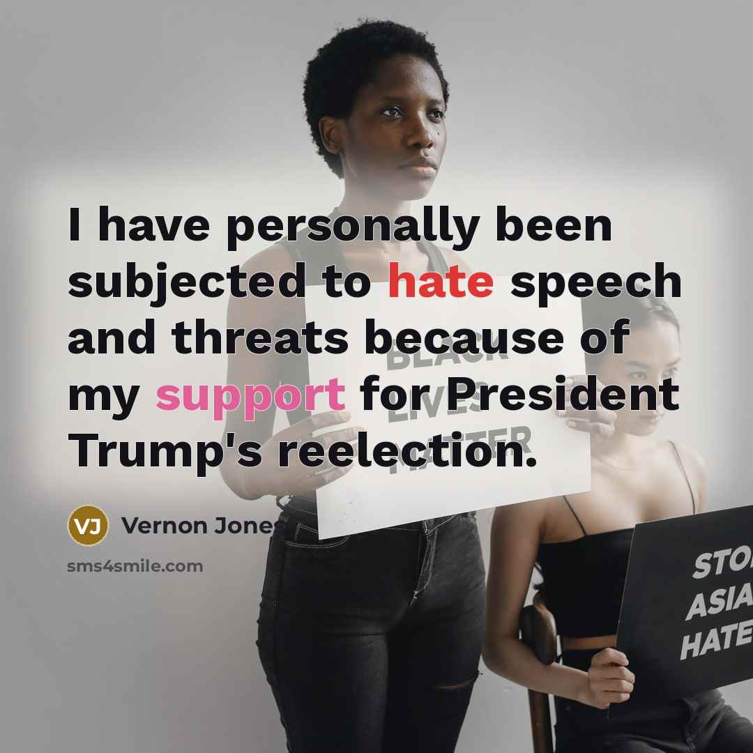 “I have personally been subjected to hate speech and threats…” quote by Vernon Jones