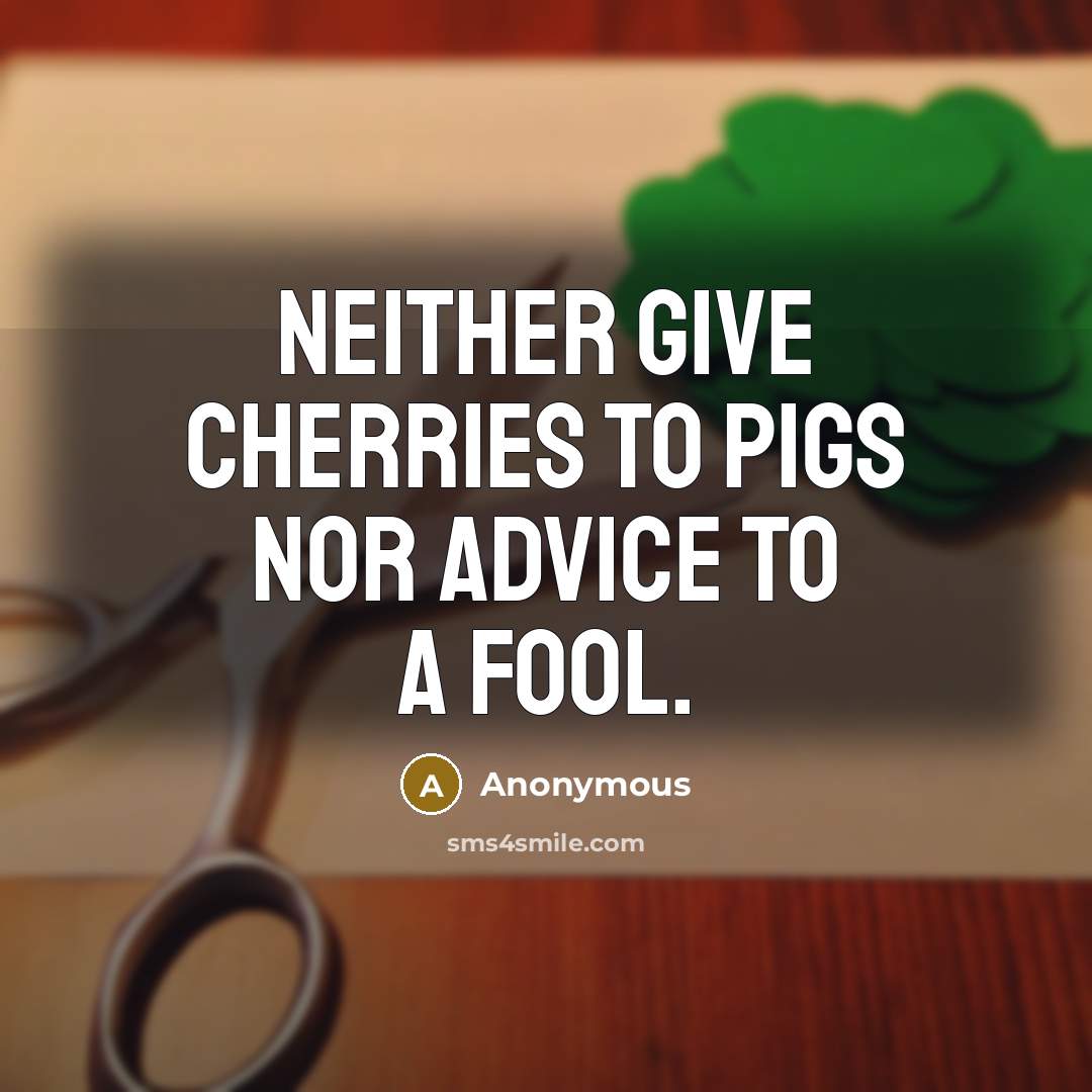 “Neither give cherries to pigs nor advice to a fool.…” quote by Anonymous
