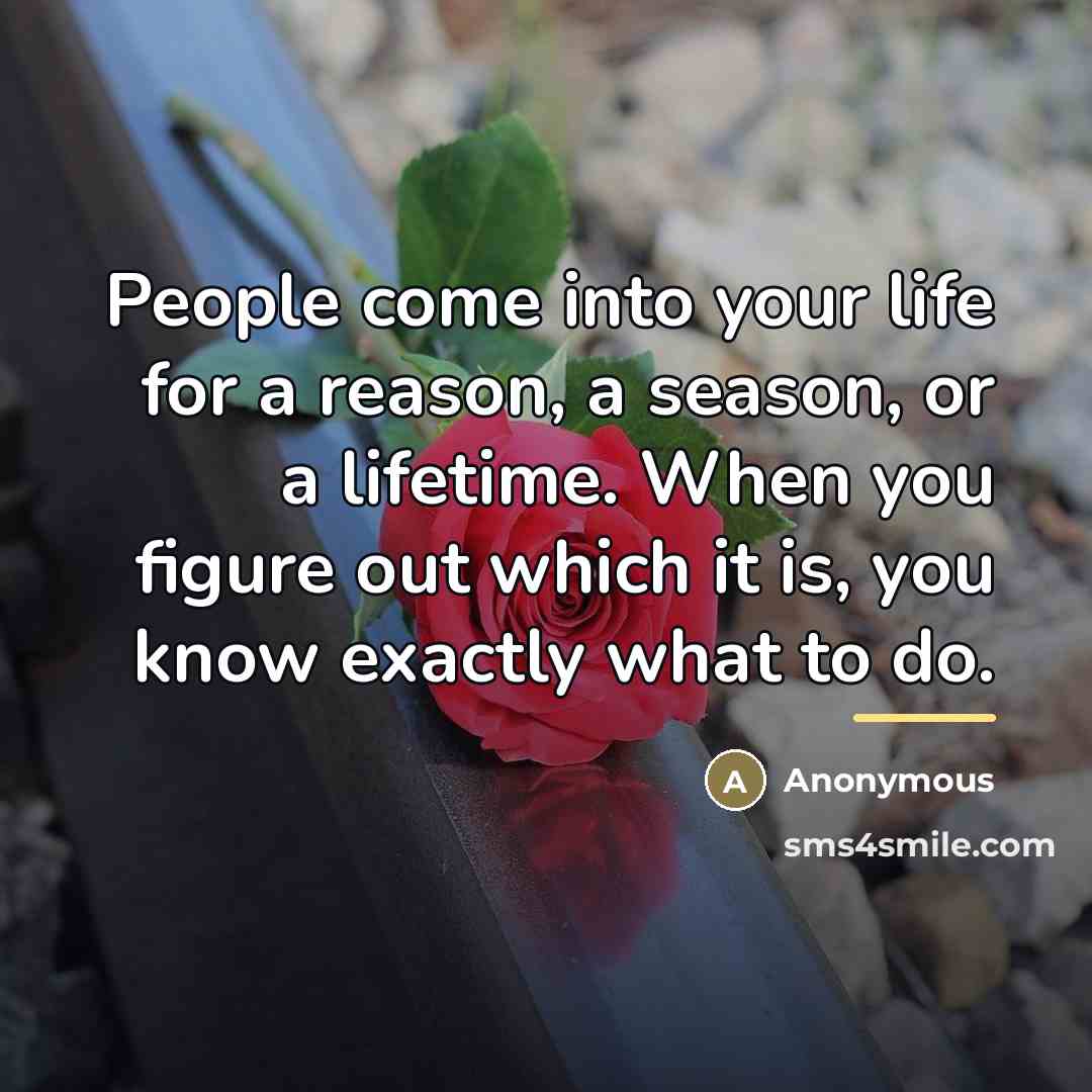 “People come into your life for a reason, a season,…” quote by Anonymous