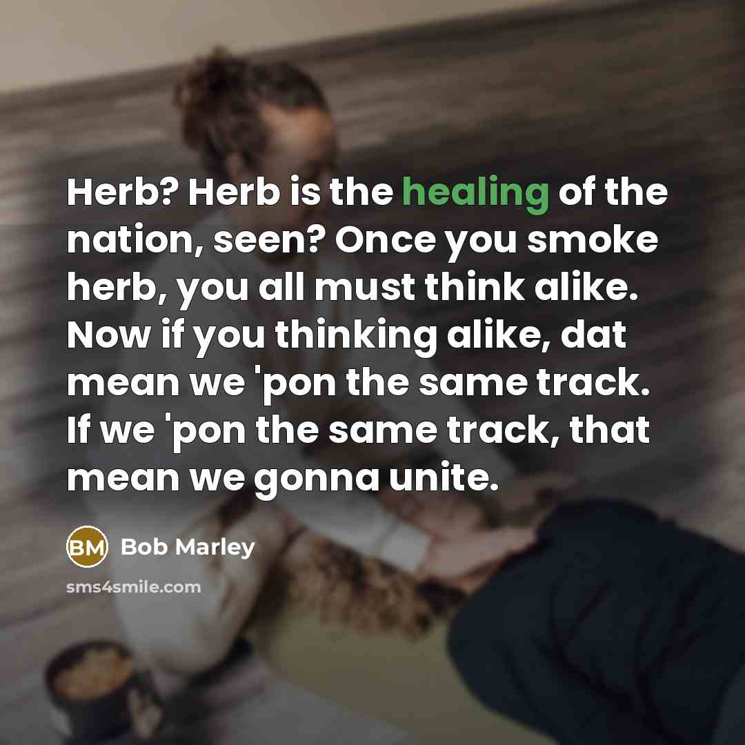 “Herb? Herb is the healing of the nation, seen? Once…” quote by Bob Marley
