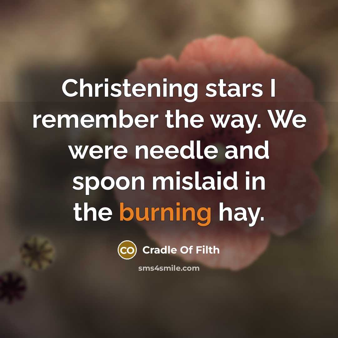 “Christening stars I remember the way. We were needle and…” quote by Cradle Of Filth