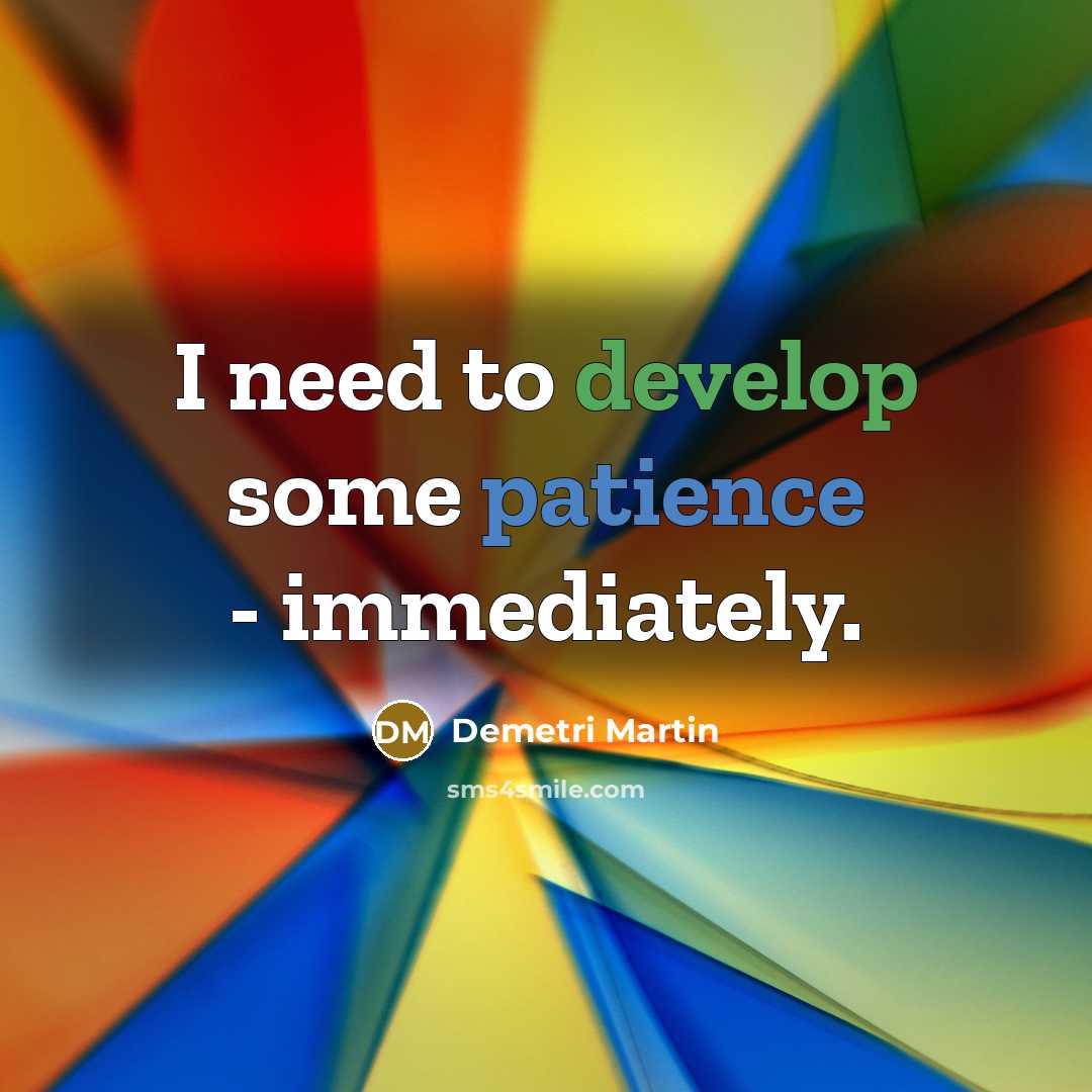 “I need to develop some patience - immediately.” quote by Demetri Martin