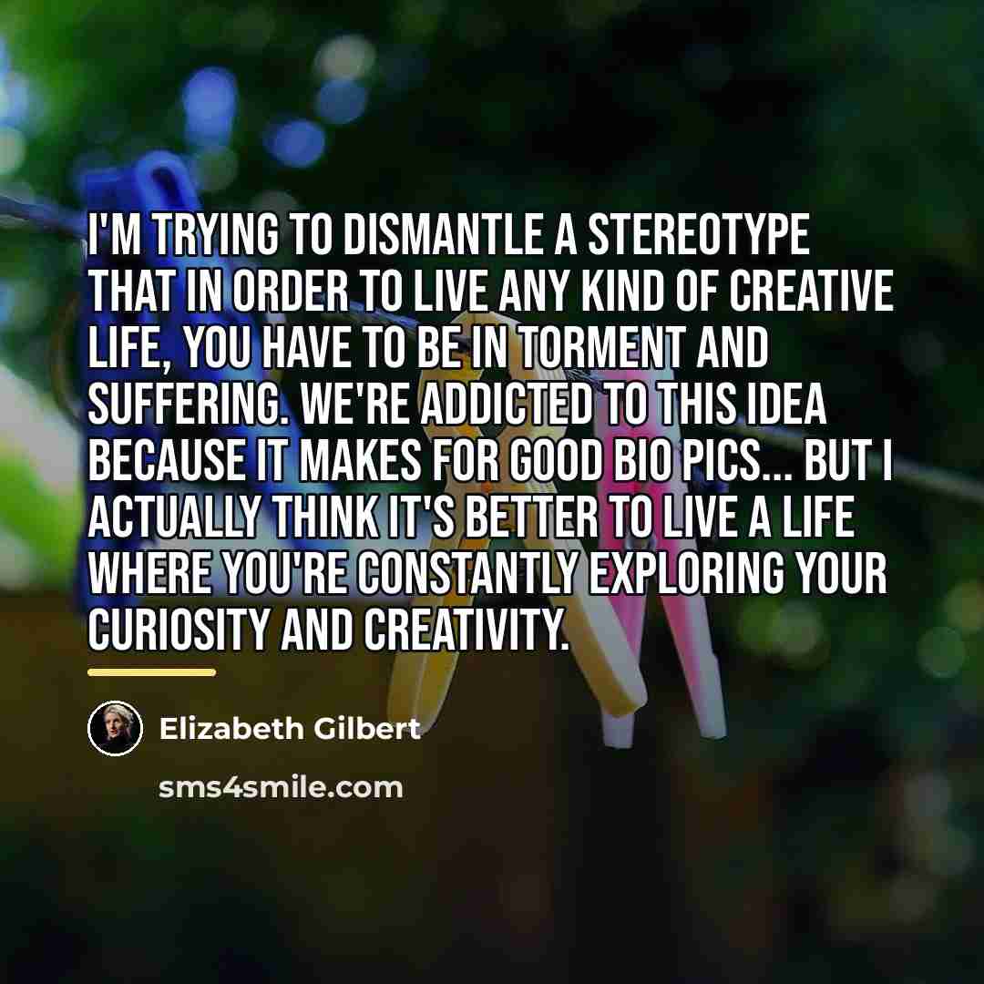 “I'm trying to dismantle a stereotype that in order to…” quote by Elizabeth Gilbert