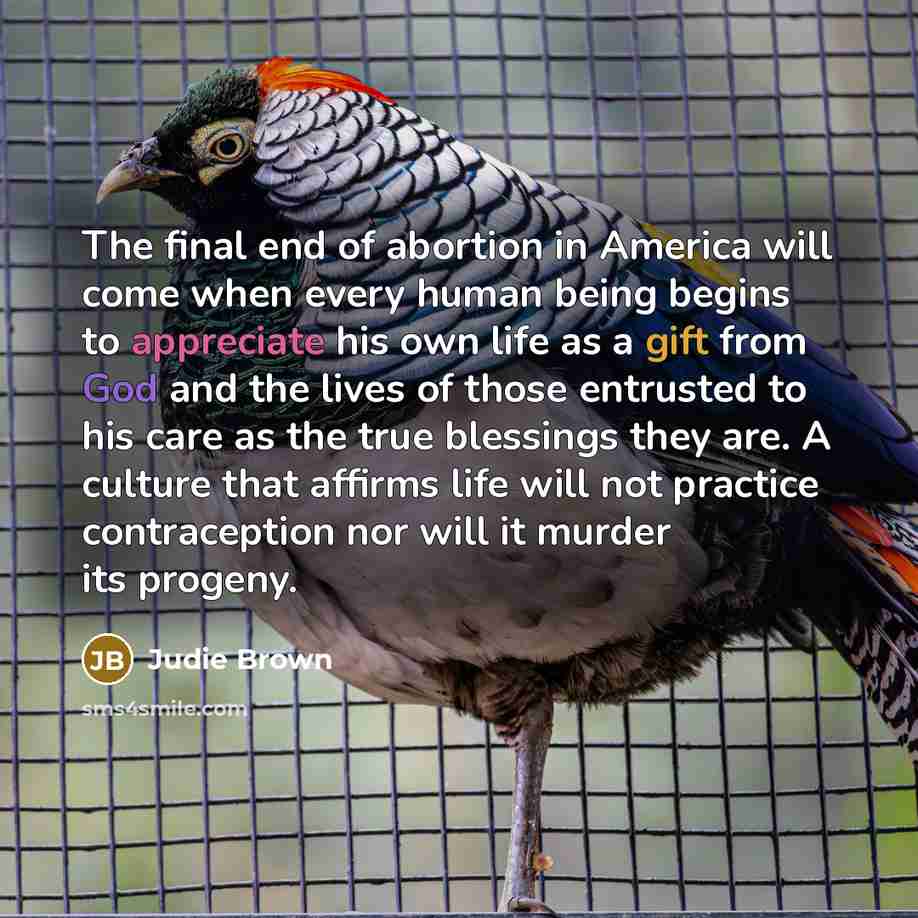 “The final end of abortion in America will come when…” quote by Judie Brown