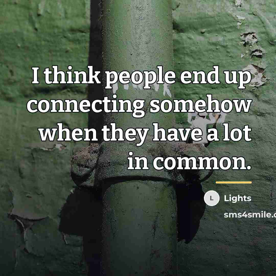 “I think people end up connecting somehow when they have…” quote by Lights