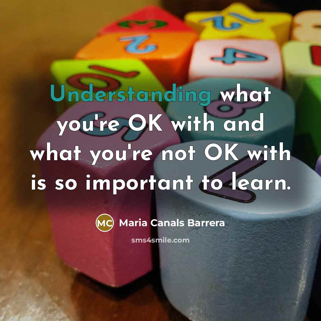 “Understanding what you're OK with and what you're not OK…” quote by Maria Canals Barrera