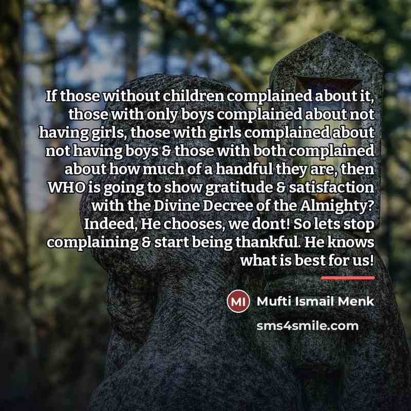 “If those without children complained about it, those with only…” quote by Mufti Ismail Menk