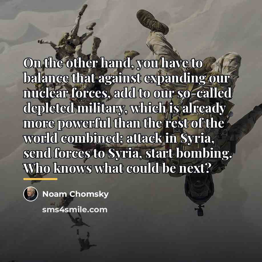 “On the other hand, you have to balance that against…” quote by Noam Chomsky