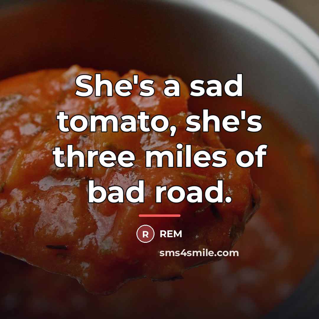 “She's a sad tomato, she's three miles of bad road.…” quote by REM