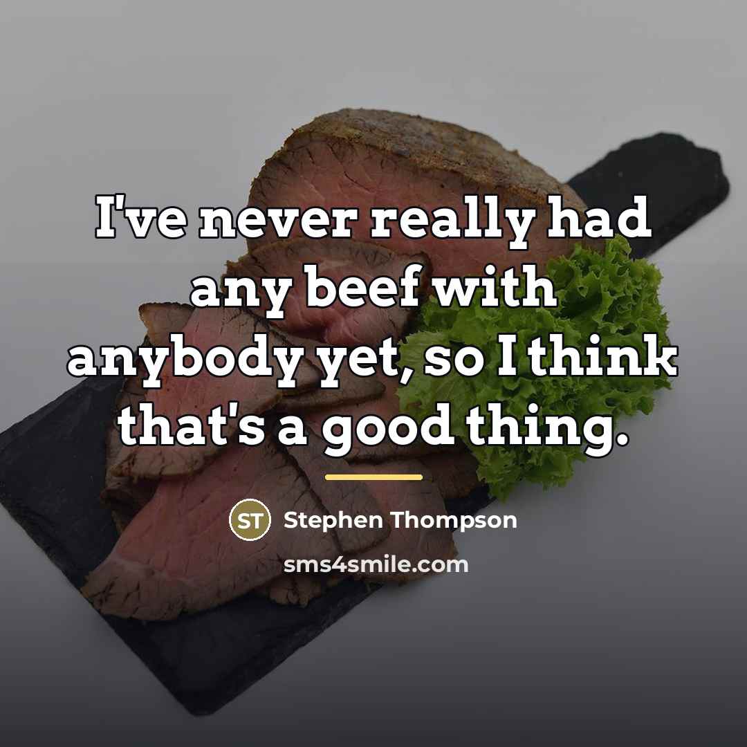 “I've never really had any beef with anybody yet, so…” quote by Stephen Thompson