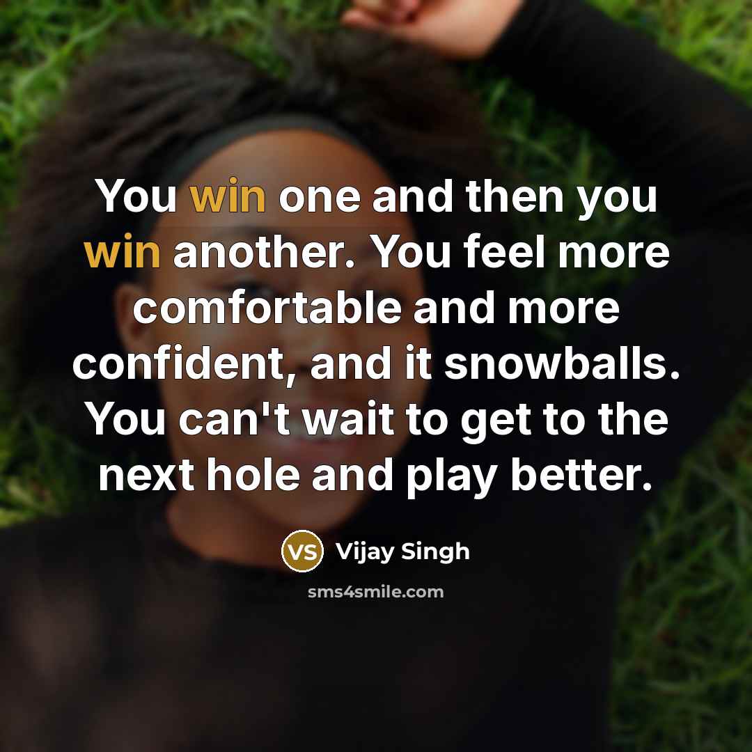 “You win one and then you win another. You feel…” quote by Vijay Singh