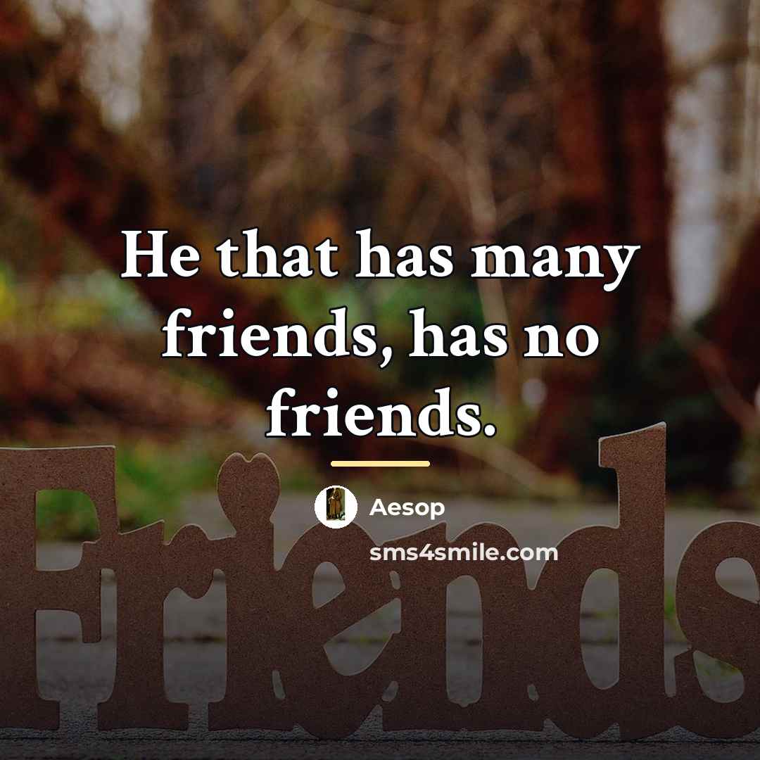 “He that has many friends, has no friends.…” quote by Aesop