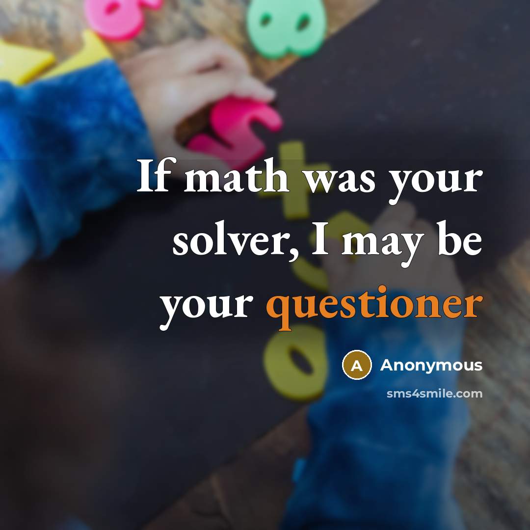 “If math was your solver, I may be your questioner” quote by Anonymous