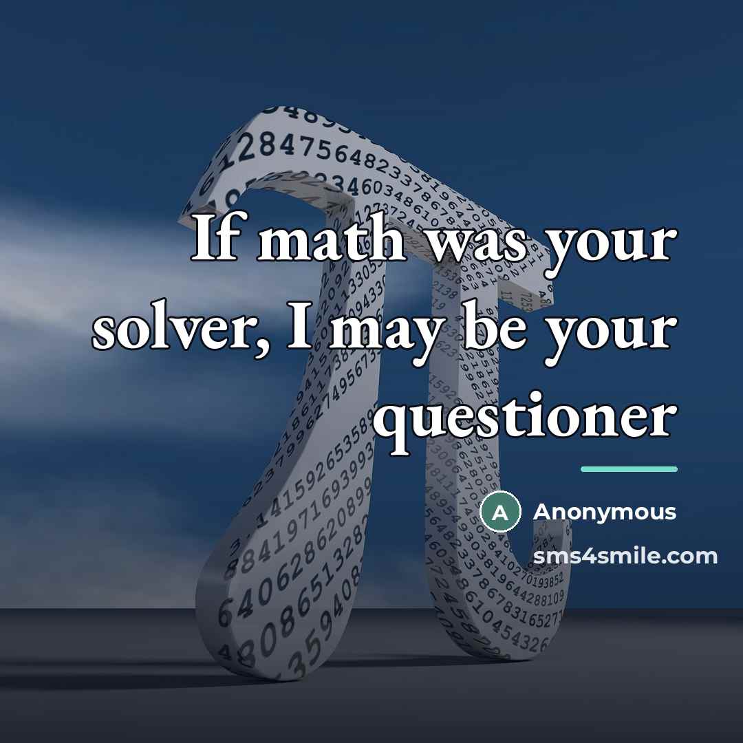“If math was your solver, I may be your questioner…” quote by Anonymous