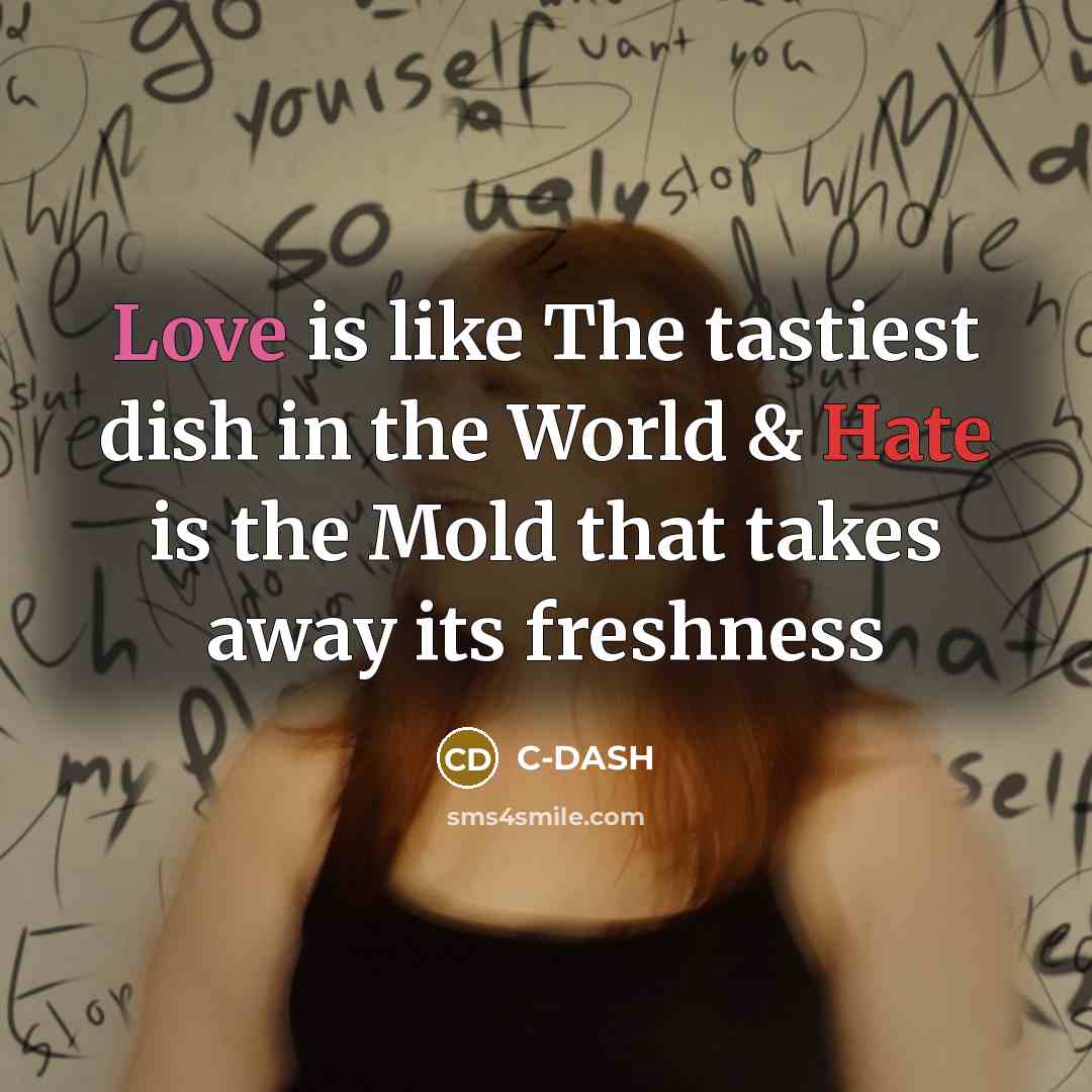 “Love is like The tastiest dish in the World & Hate is the Mold that takes away its freshness” quote by C-DASH