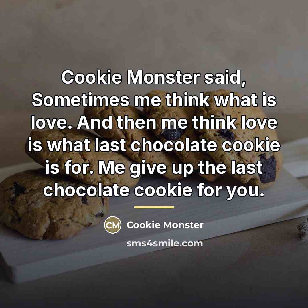 “Cookie Monster said, Sometimes me think what is love. And…” quote by Cookie Monster