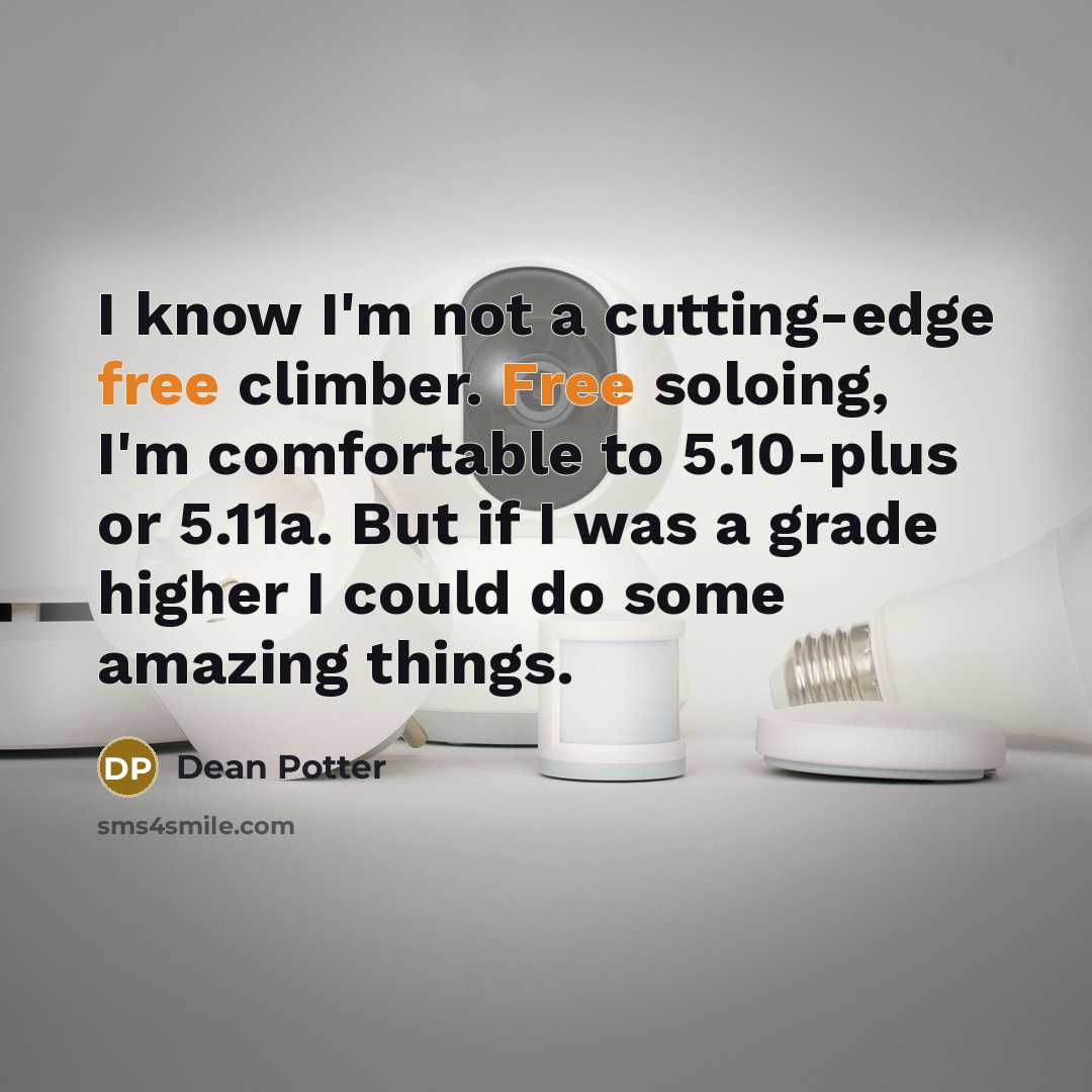 “I know I'm not a cutting-edge free climber. Free soloing,…” quote by Dean Potter