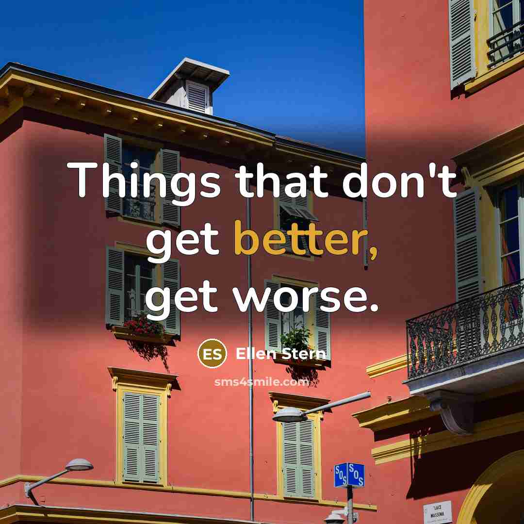 “Things that don't get better, get worse.” quote by Ellen Stern
