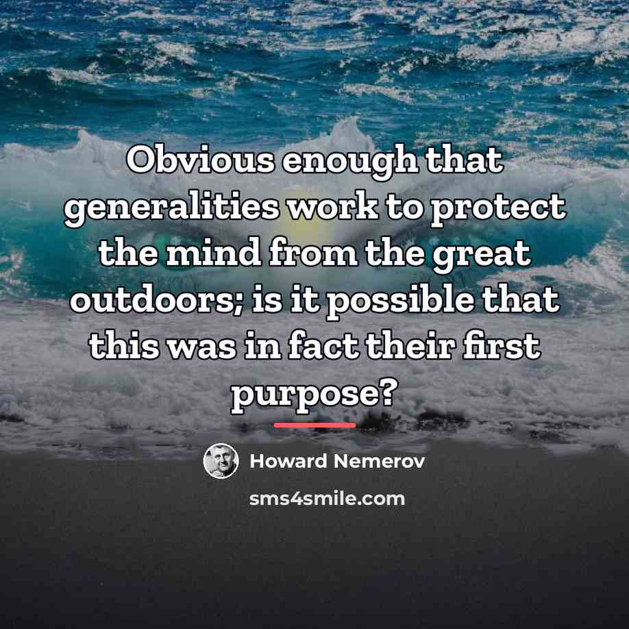 “Obvious enough that generalities work to protect the mind from…” quote by Howard Nemerov