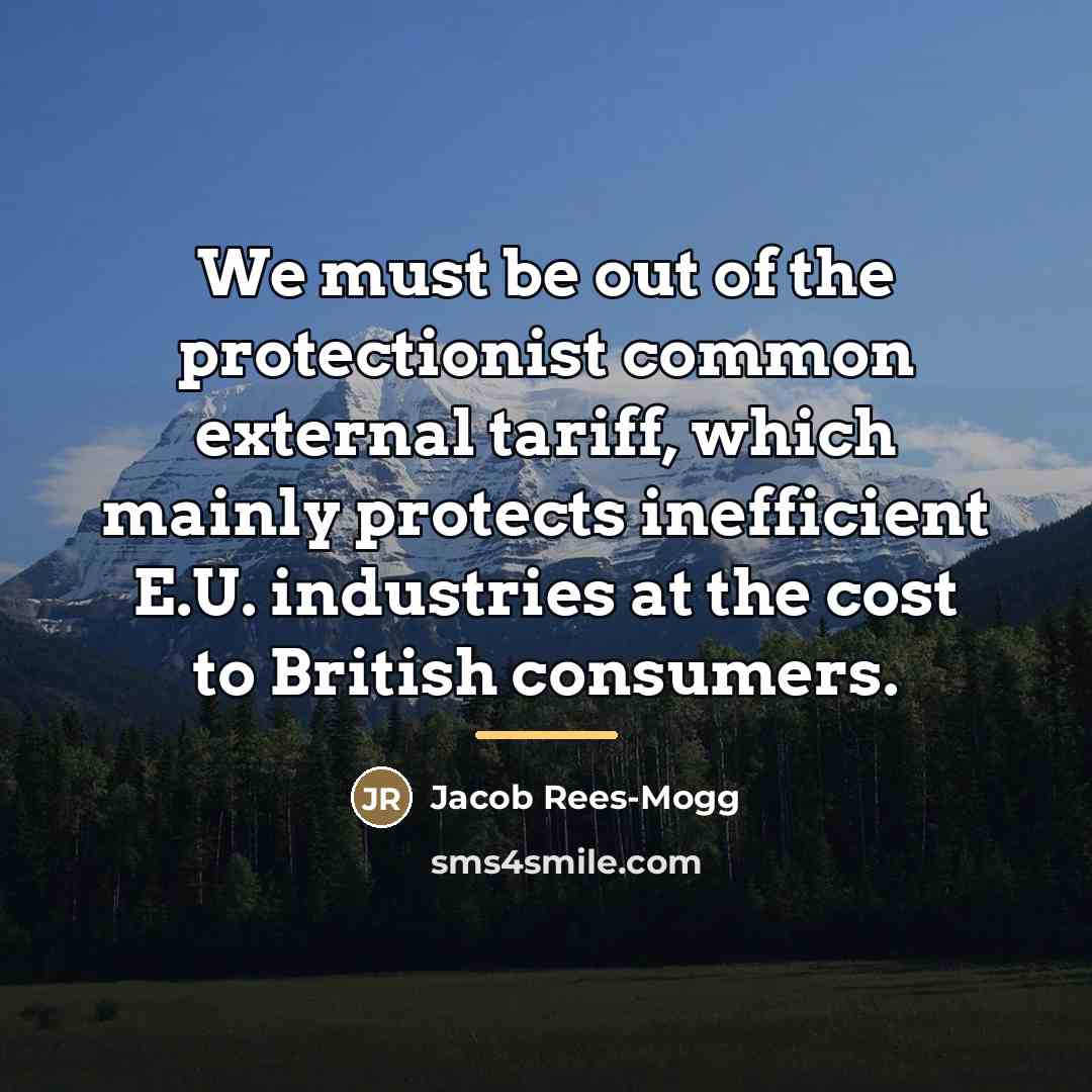 “We must be out of the protectionist common external tariff,…” quote by Jacob Rees-Mogg