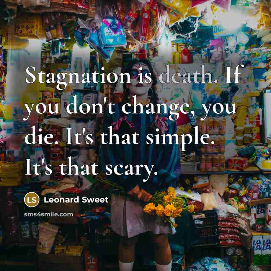 “Stagnation is death. If you don't change, you die. It's…” quote by Leonard Sweet