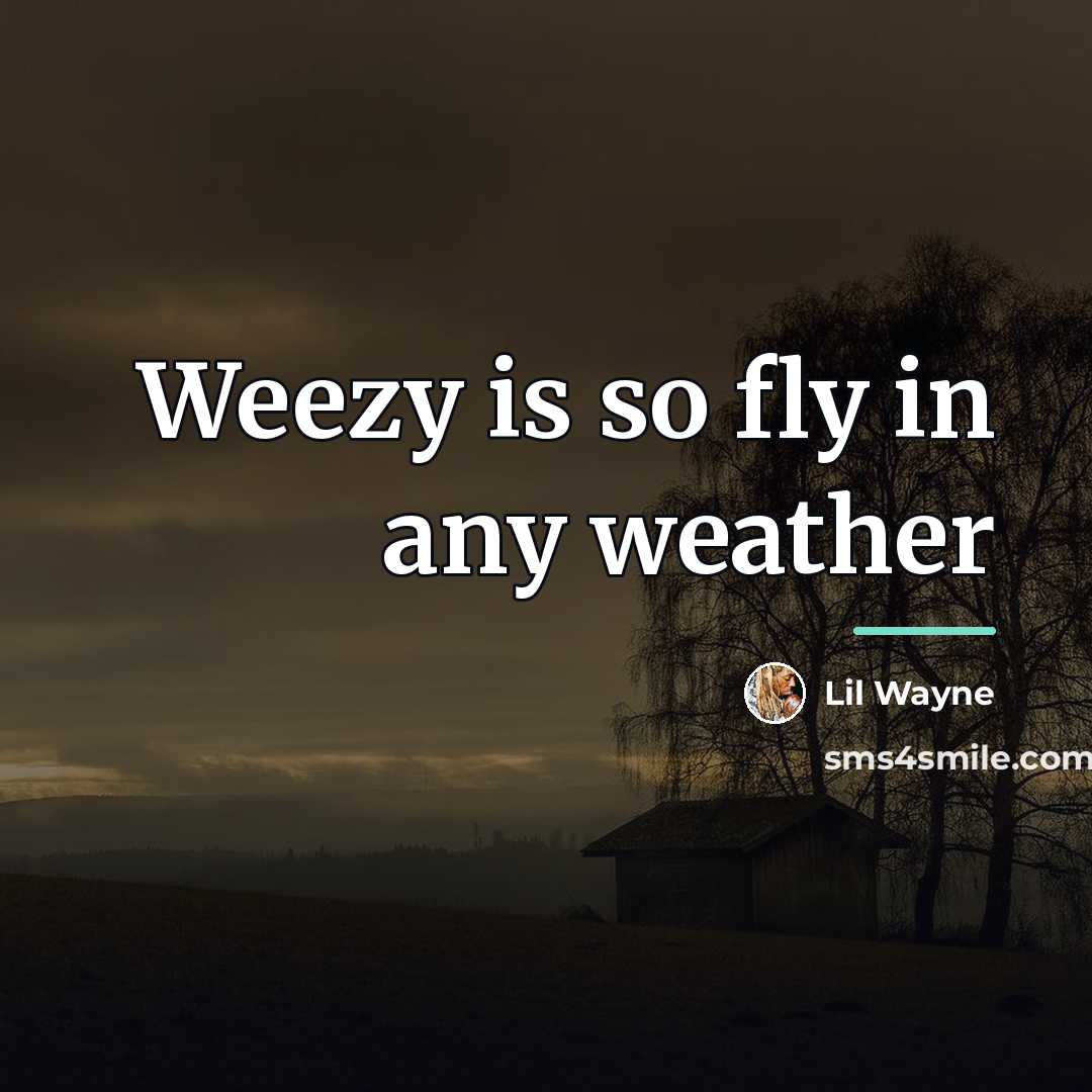 “Weezy is so fly in any weather…” quote by Lil Wayne