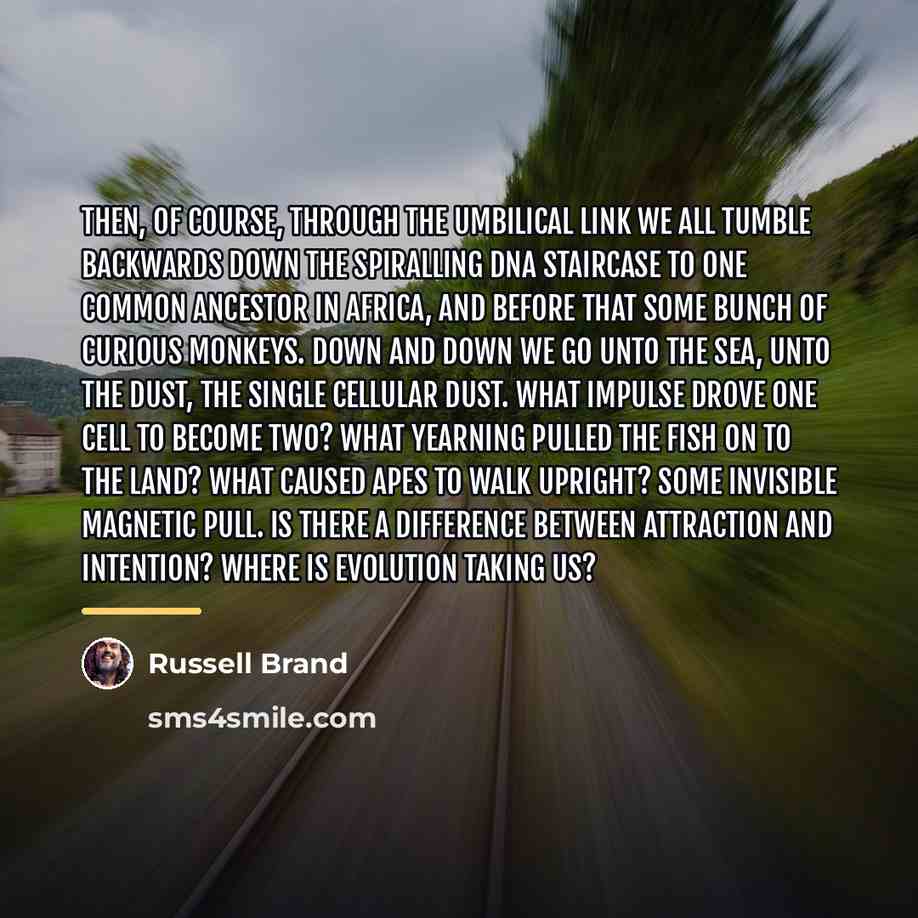 “Then, of course, through the umbilical link we all tumble…” quote by Russell Brand