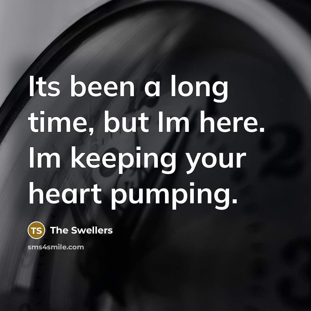 “Its been a long time, but Im here. Im keeping your heart pumping.” quote by The Swellers