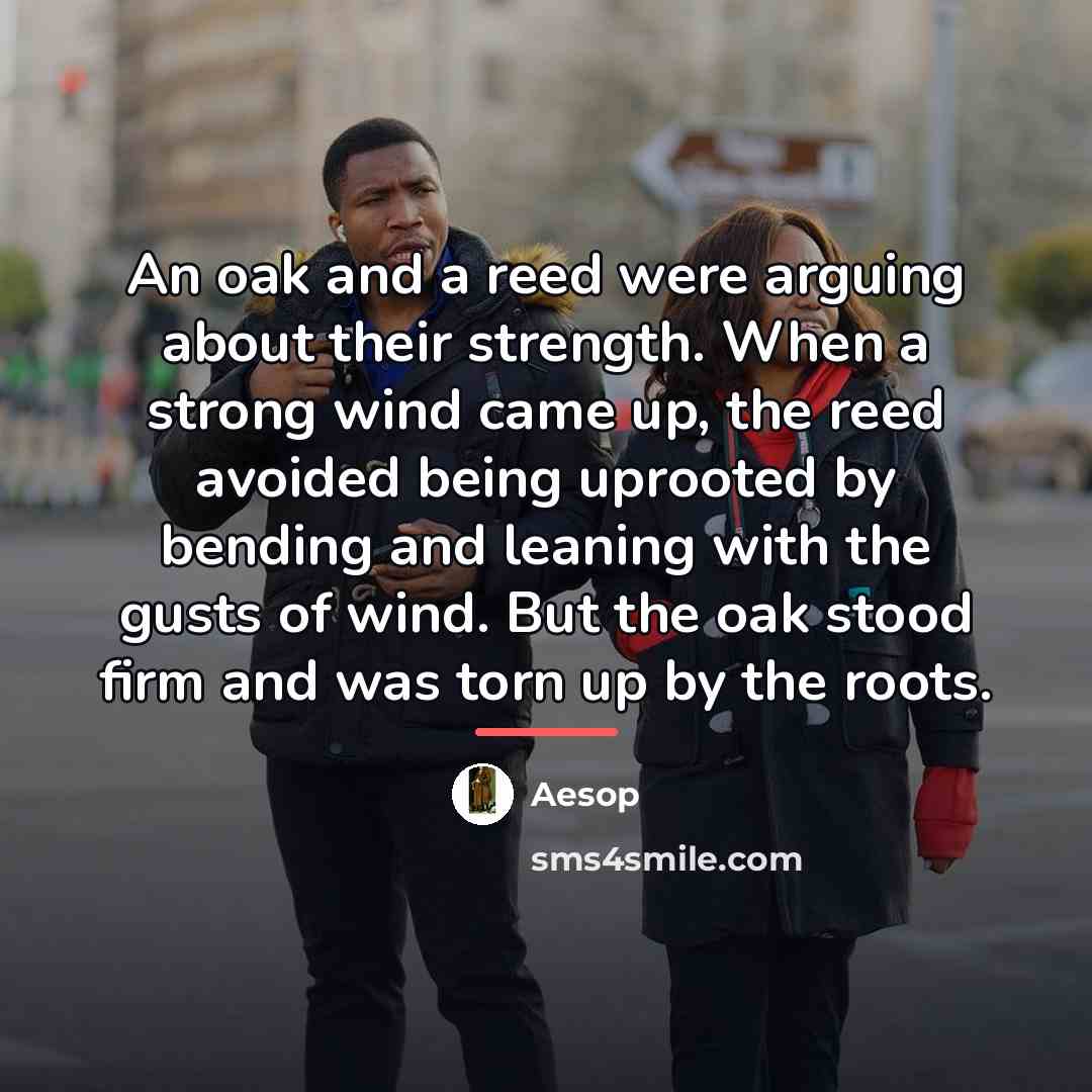 “An oak and a reed were arguing about their strength.…” quote by Aesop