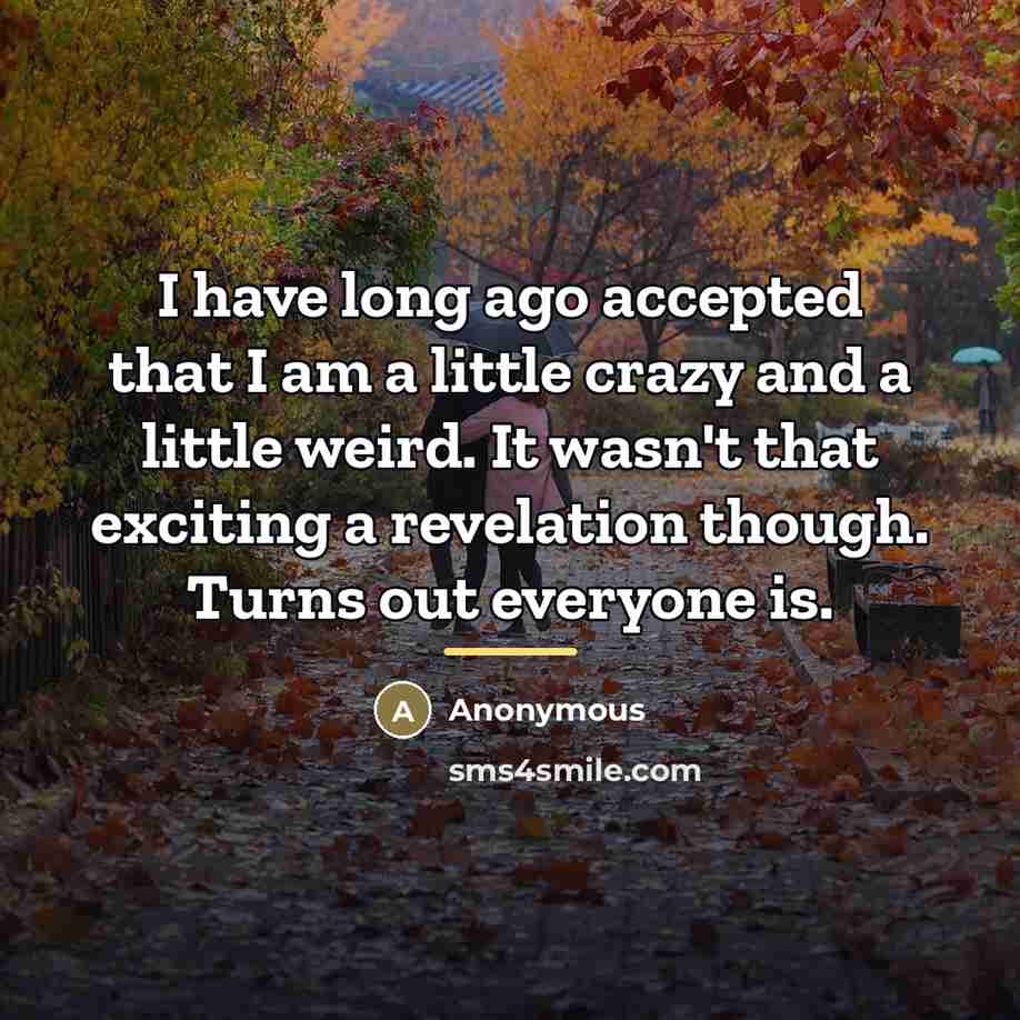“I have long ago accepted that I am a little…” quote by Anonymous