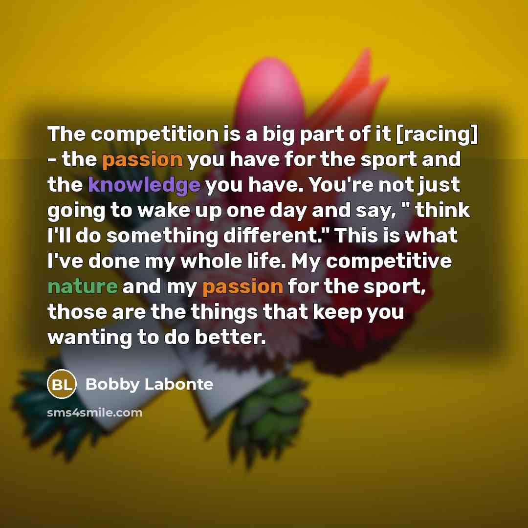 “The competition is a big part of it [racing] -…” quote by Bobby Labonte