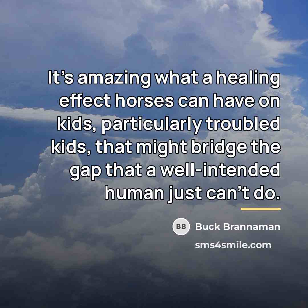 “It’s amazing what a healing effect horses can have on…” quote by Buck Brannaman