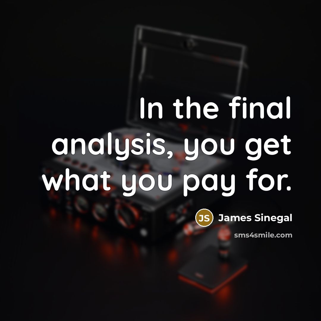 “In the final analysis, you get what you pay for.…” quote by James Sinegal