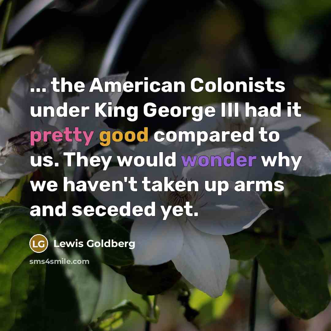 “... the American Colonists under King George III had it…” quote by Lewis Goldberg