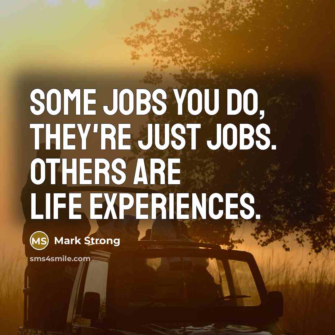 “Some jobs you do, they're just jobs. Others are life experiences.” quote by Mark Strong
