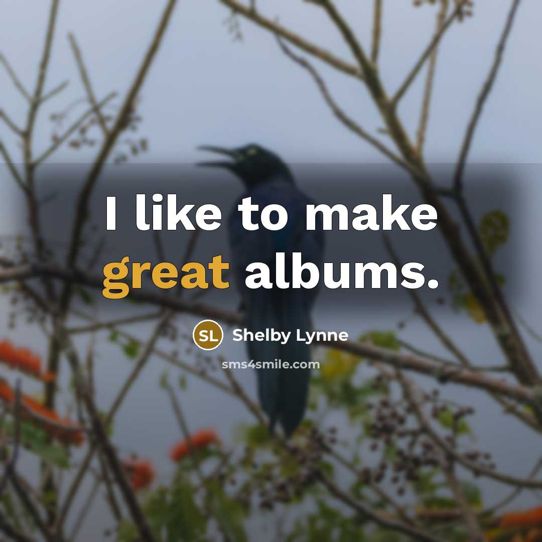 “I like to make great albums.…” quote by Shelby Lynne
