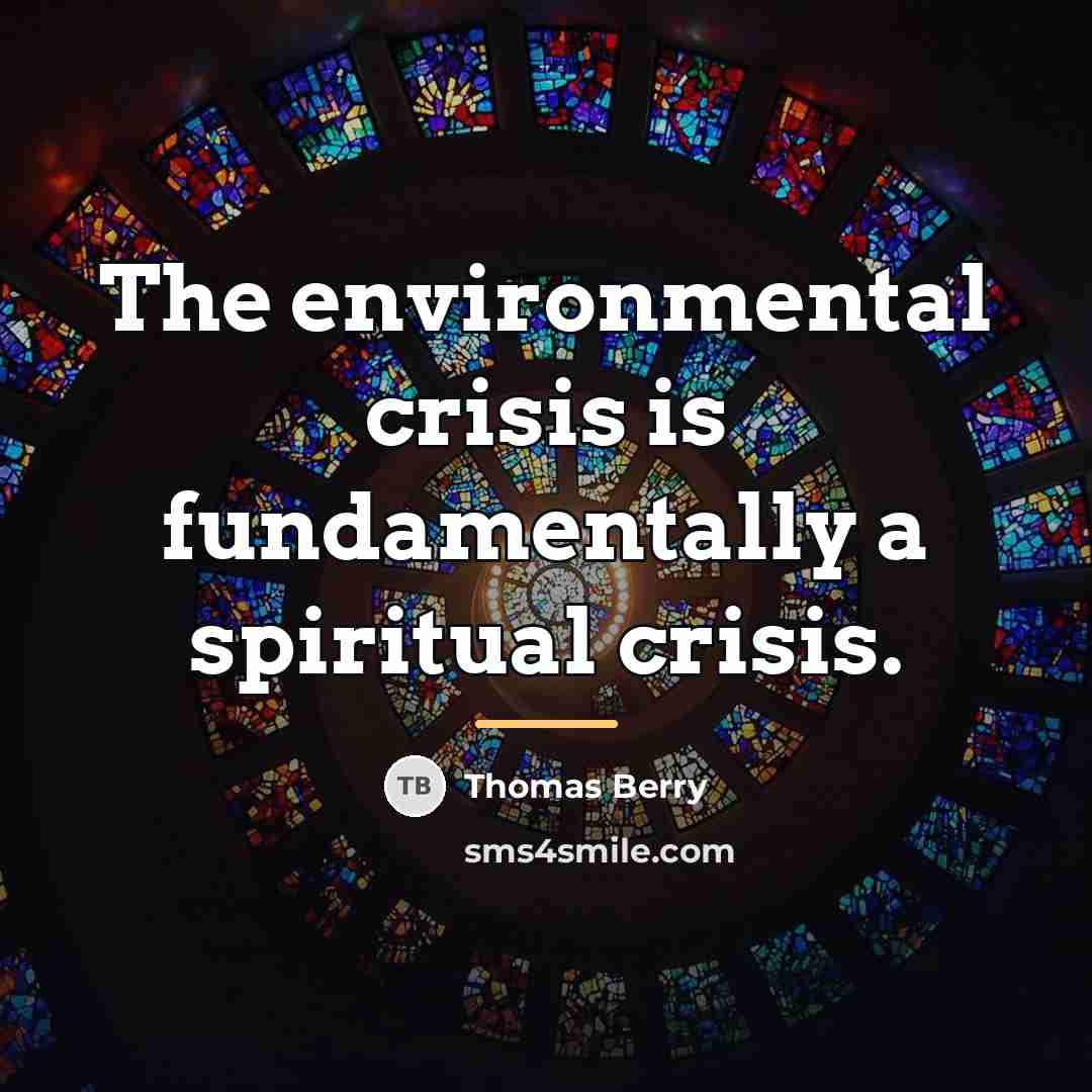 “The environmental crisis is fundamentally a spiritual crisis.…” quote by Thomas Berry