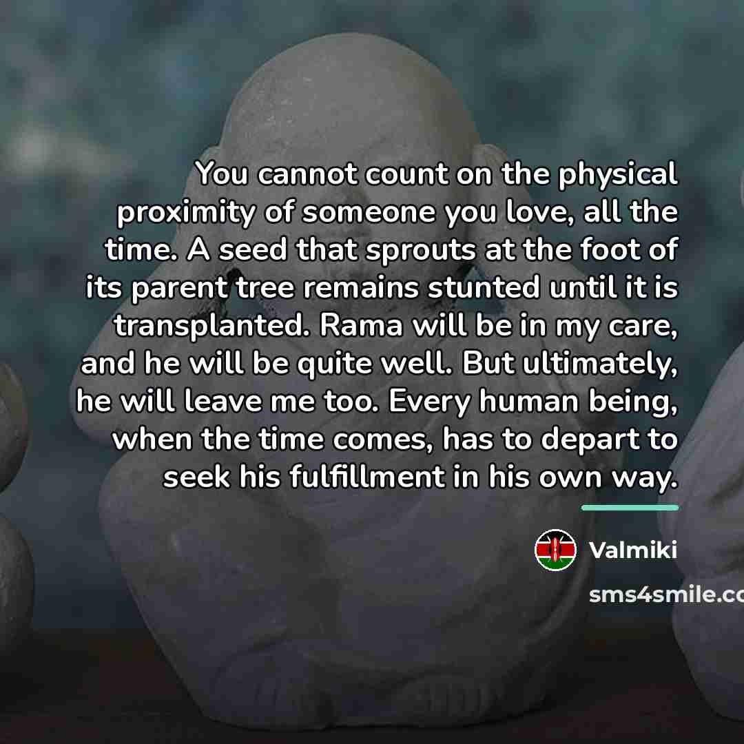 “You cannot count on the physical proximity of someone you…” quote by Valmiki