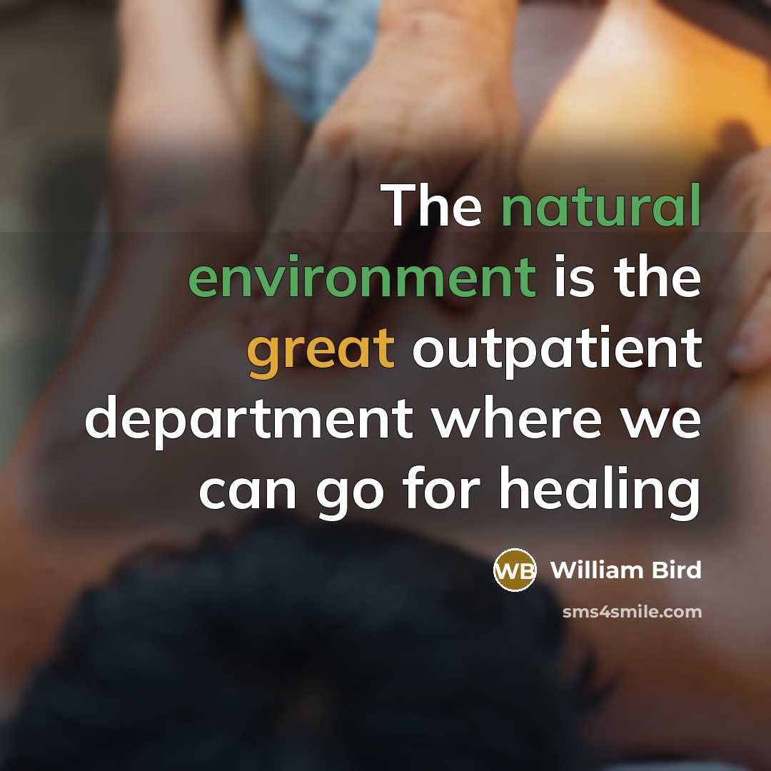 “The natural environment is the great outpatient department where we can go for healing” quote by William Bird