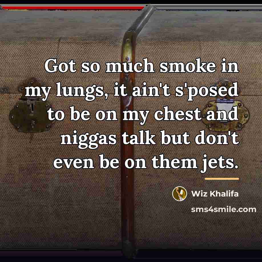 “Got so much smoke in my lungs, it ain't s'posed…” quote by Wiz Khalifa